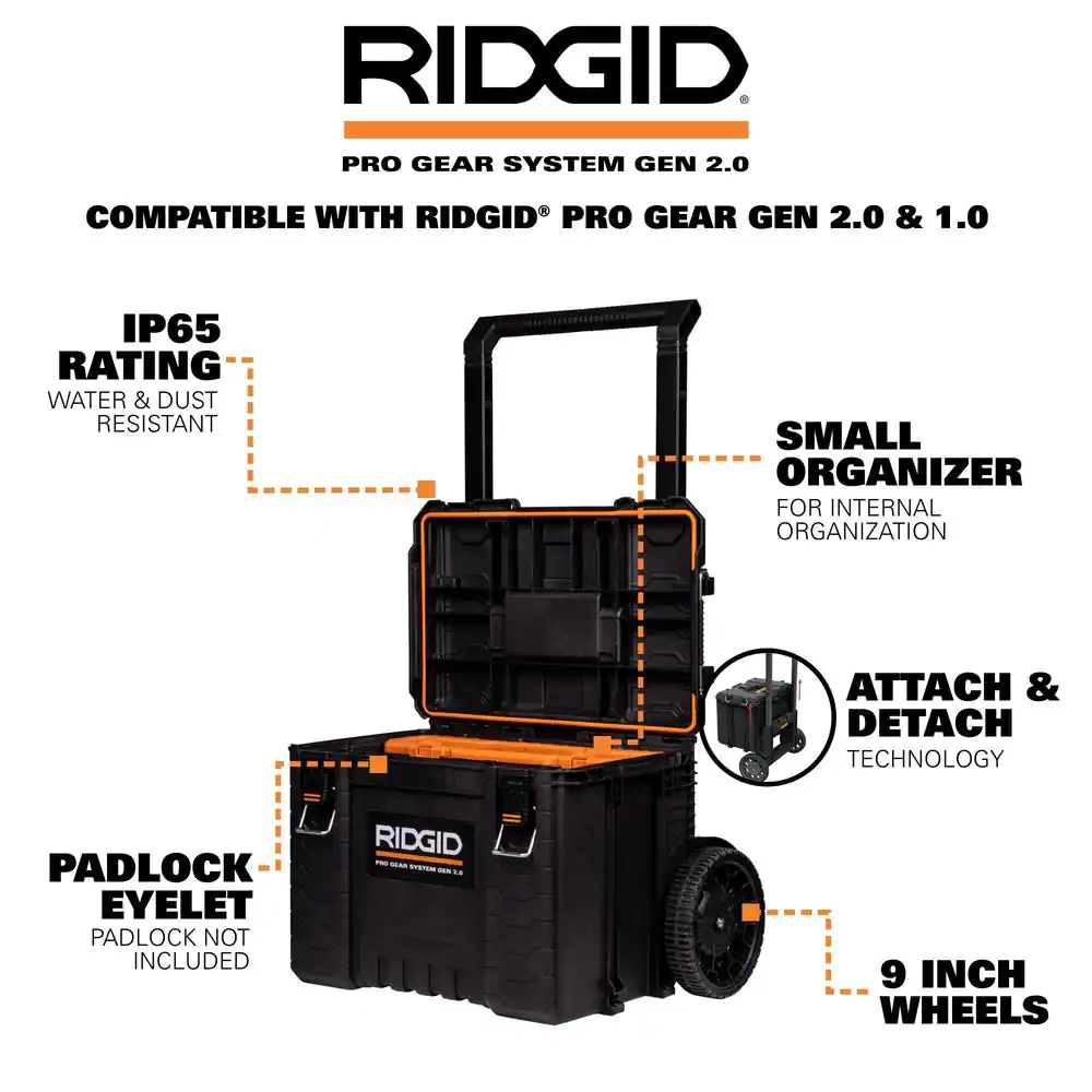 Pro Gear System Gen 2.0 Stackable Rolling Tool Box , 22 in. Heavy Duty Tool Box, and Compact Tool Box