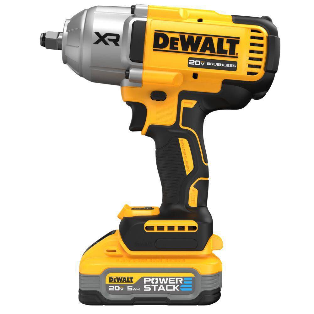 20V MAX XR Lithium-Ion Cordless 1/2 in. Impact Wrench with Hog Ring Anvil Kit with POWERSTACK 5.0Ah Battery and Charger