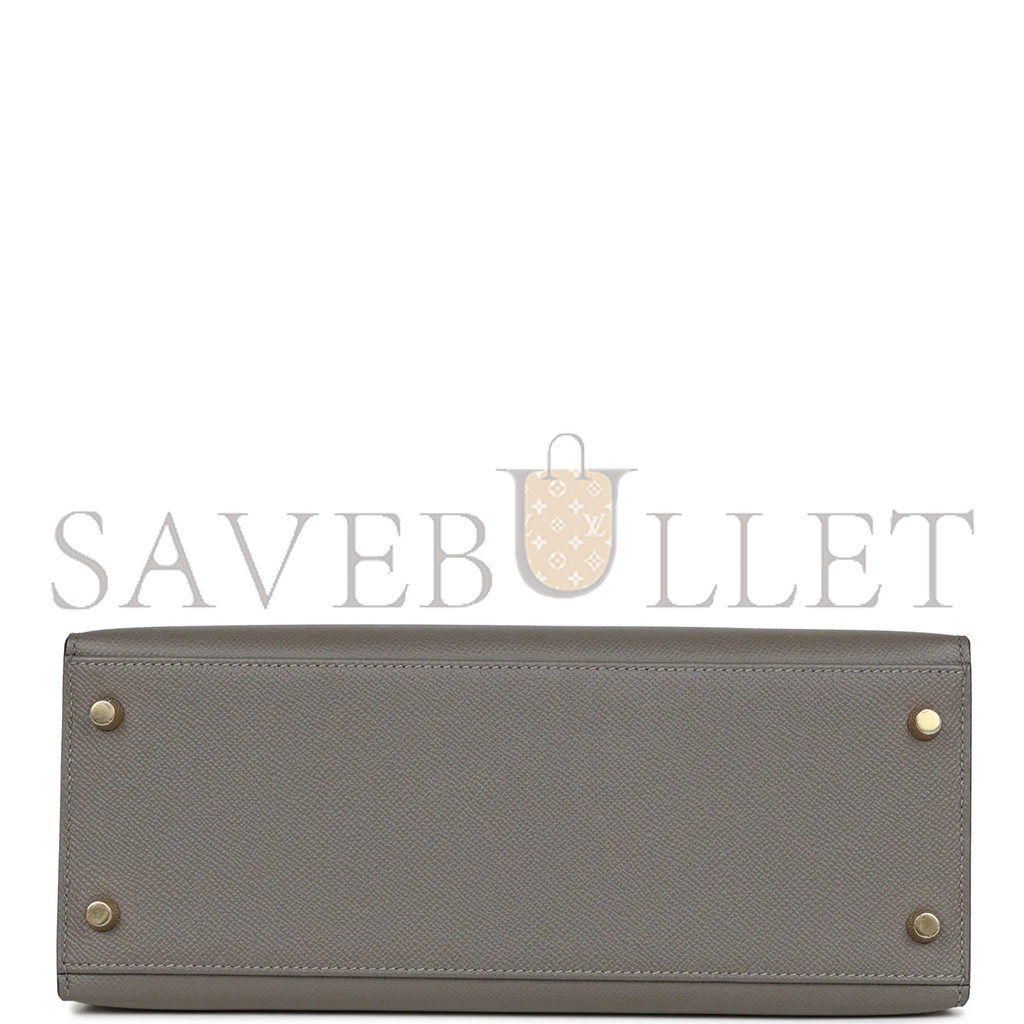 HERMÈS KELLY SELLIER 28 GRIS MEYER EPSOM GOLD HARDWARE (28*22*10cm)