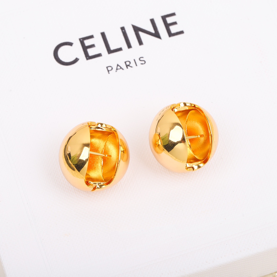 TOP CHANEL C Semicircle Metal Earrings