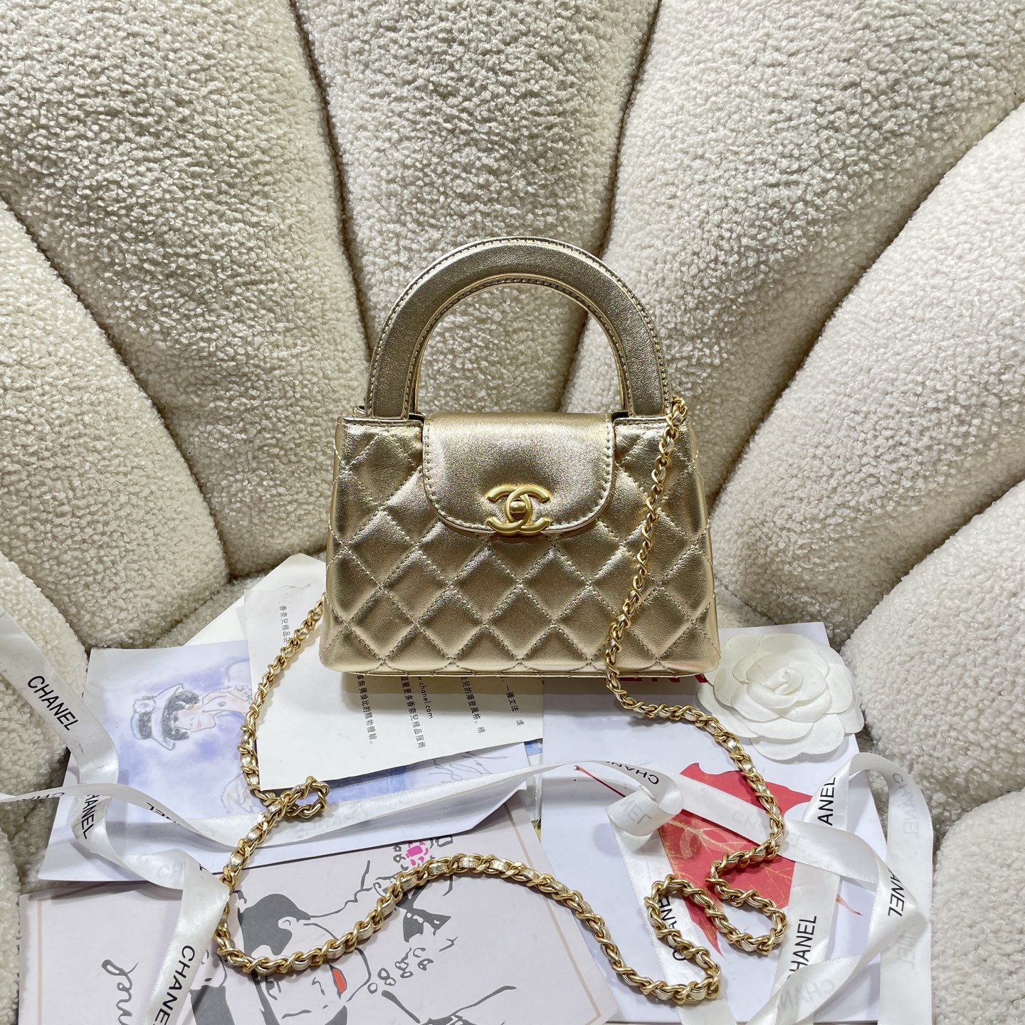 TOP CHANEL Kelly Chain Bag 13x19x7 cm - Metallic Color