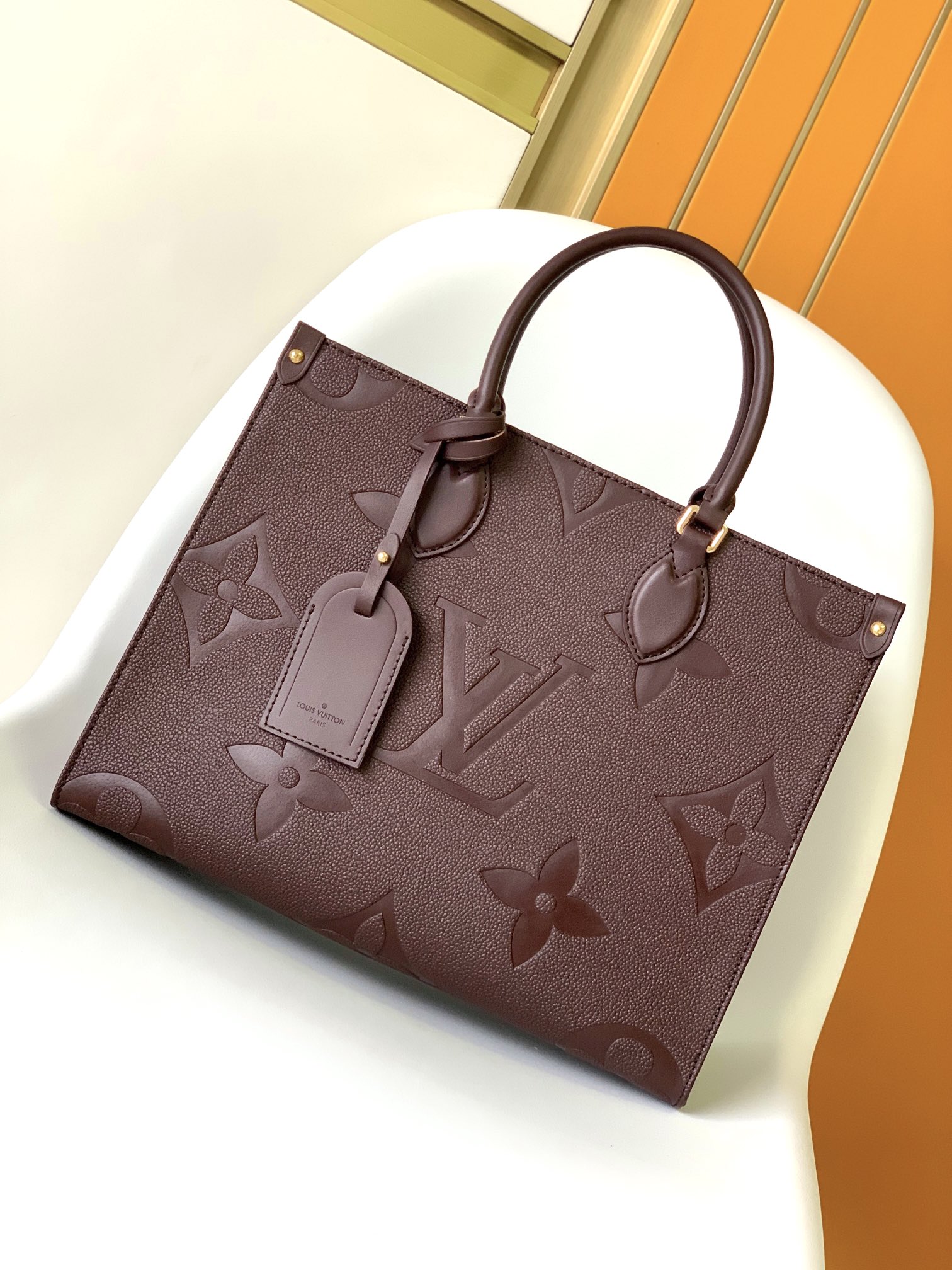 TOP Louis Vuitton LV L*V Monogram Empreinte On The Go Bag - Jujube Red - 35x27x14cm