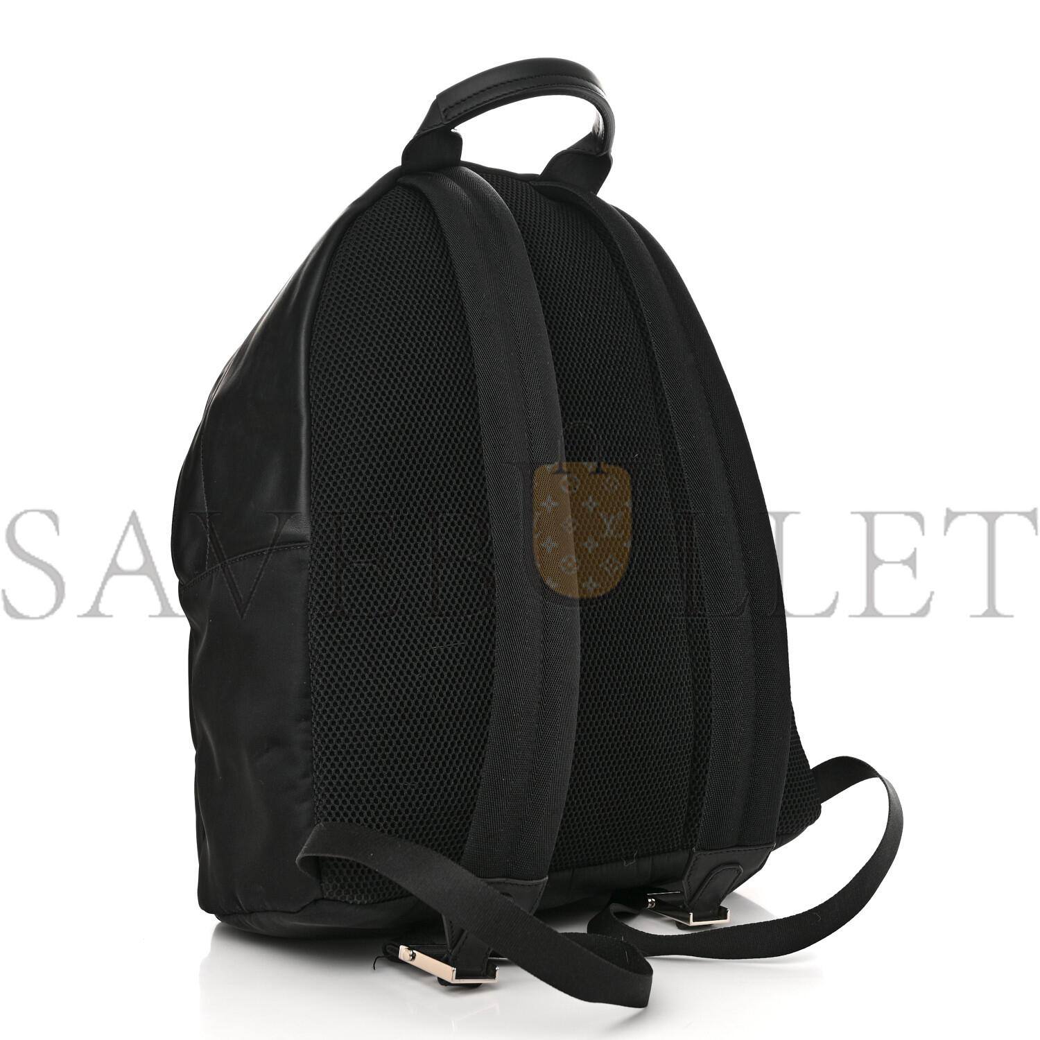 FENDI NYLON VITELLO LIBERTY VITELLO DOLCE MONSTER EYES ROUNDED BACKPACK BLACK SUNFLOWER (39*33*14cm)