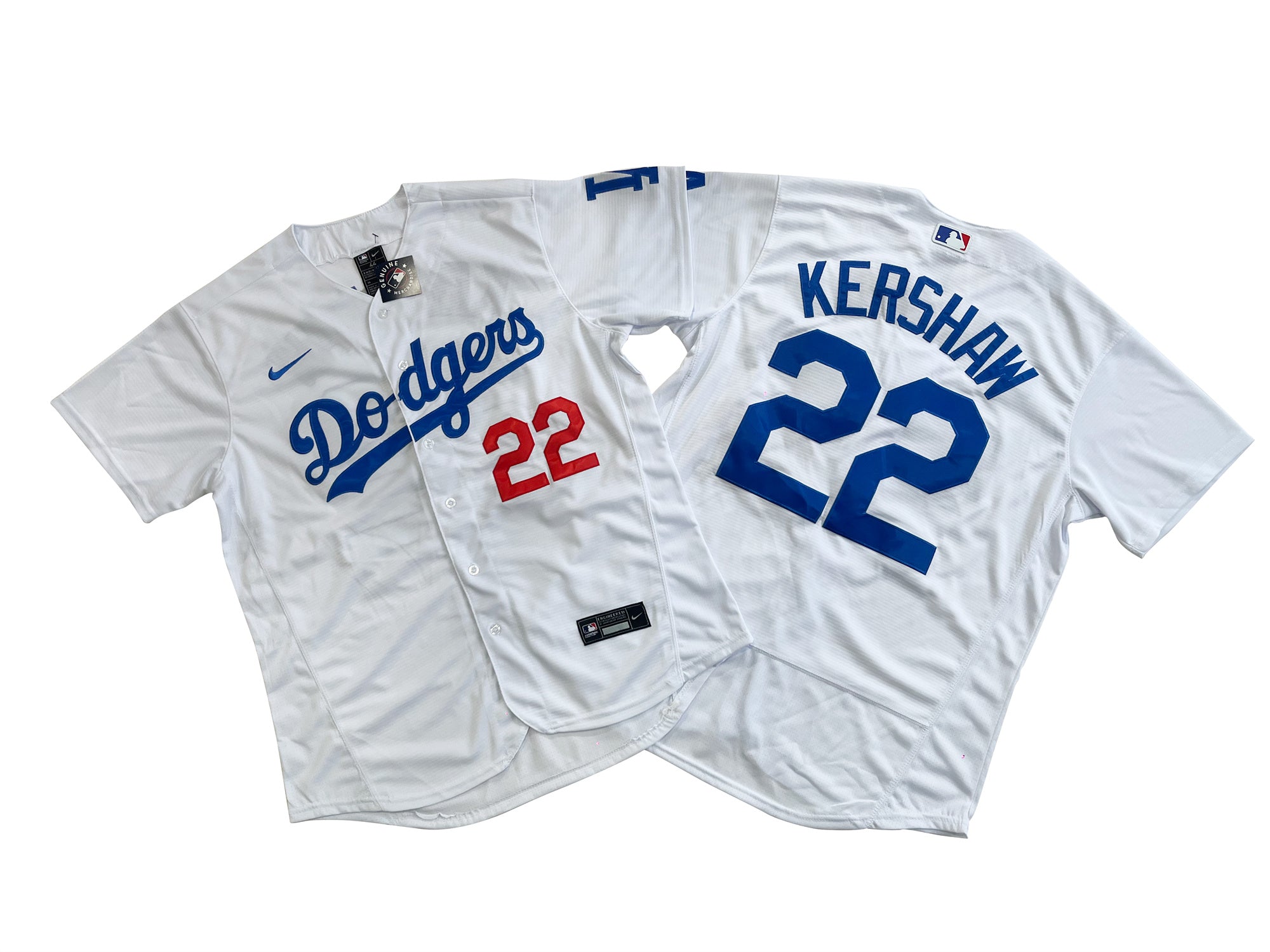 Los Angeles Dodgers 22# Clayton Kershaw Flex base White jersey.