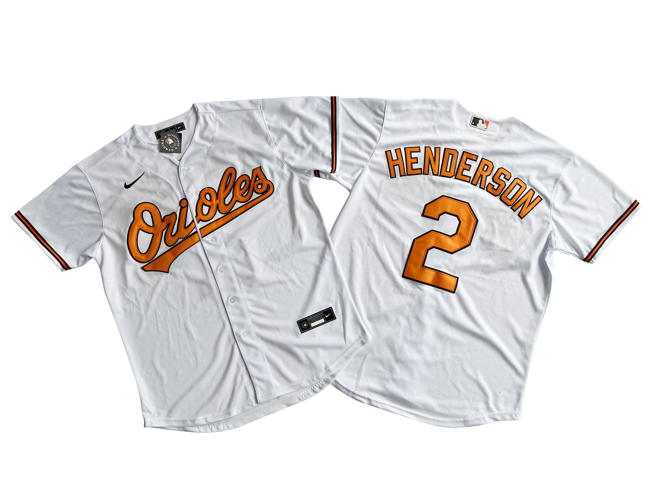 Men's Baltimore Orioles #2 Gunnar Henderson  White Official MLB Player Cool Base Jersey.