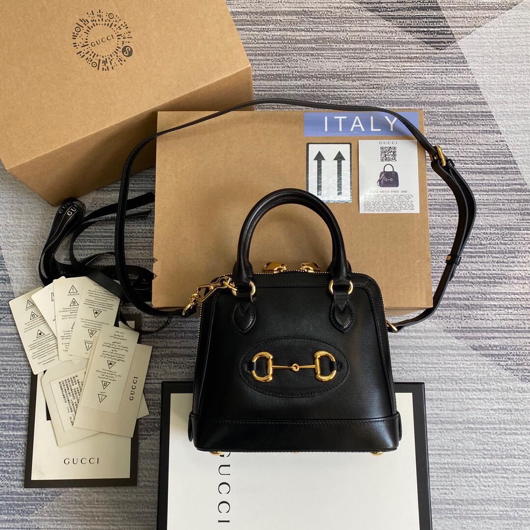 TOP GUCCI Horsebit 1955 Bag Top Handle Small - BLACK