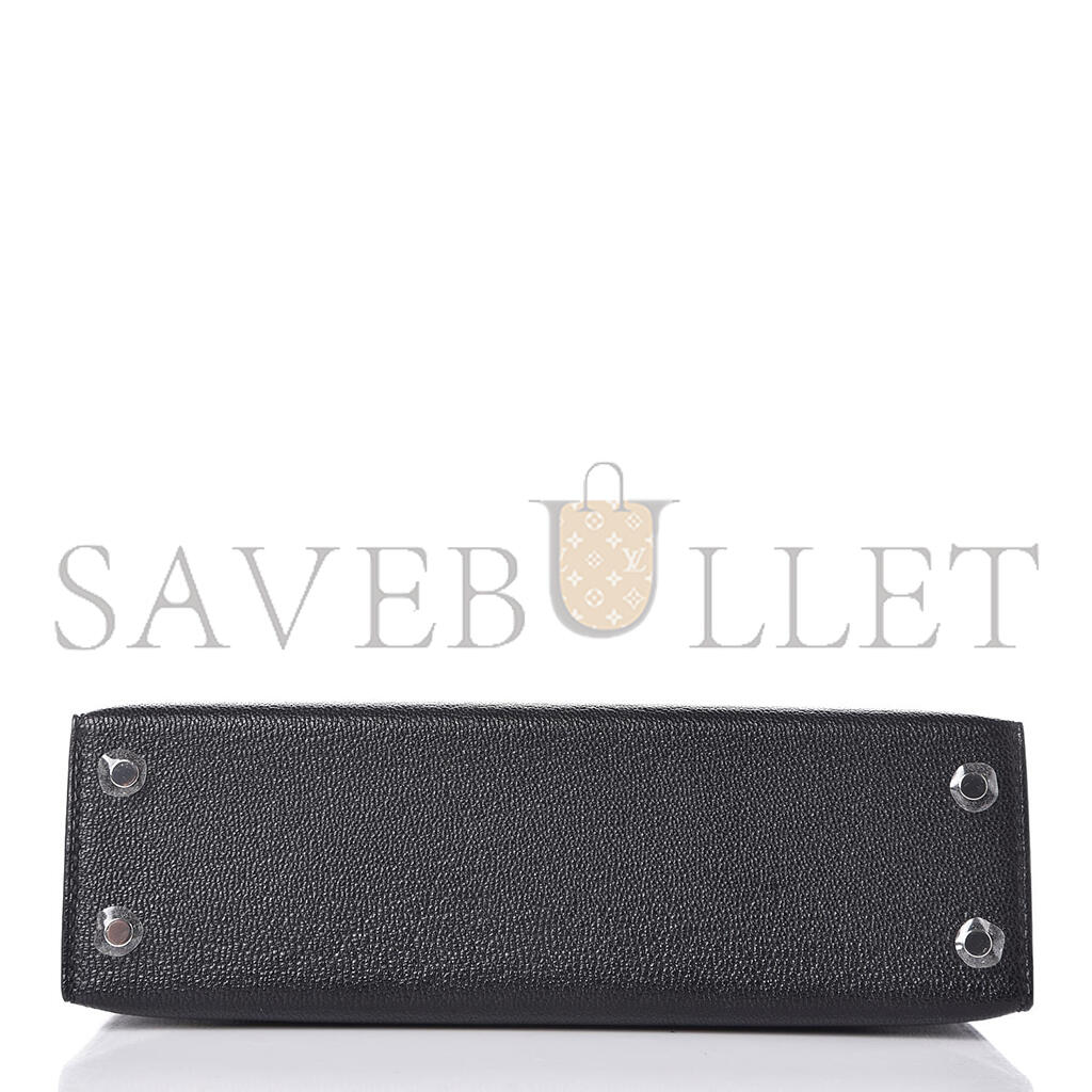 HERMÈS CHEVRE MYSORE MINI KELLY II SELLIER 20 BLACK (19*12*5.5cm)
