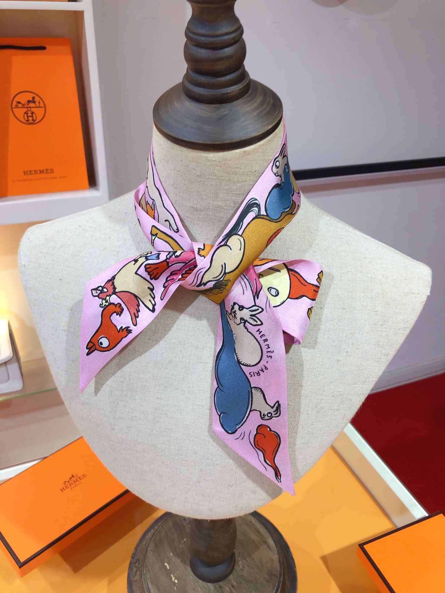 TOP HERMES One Thousand and One Rabbits Twilly Scarf 86 x 5 cm - 4 Colours