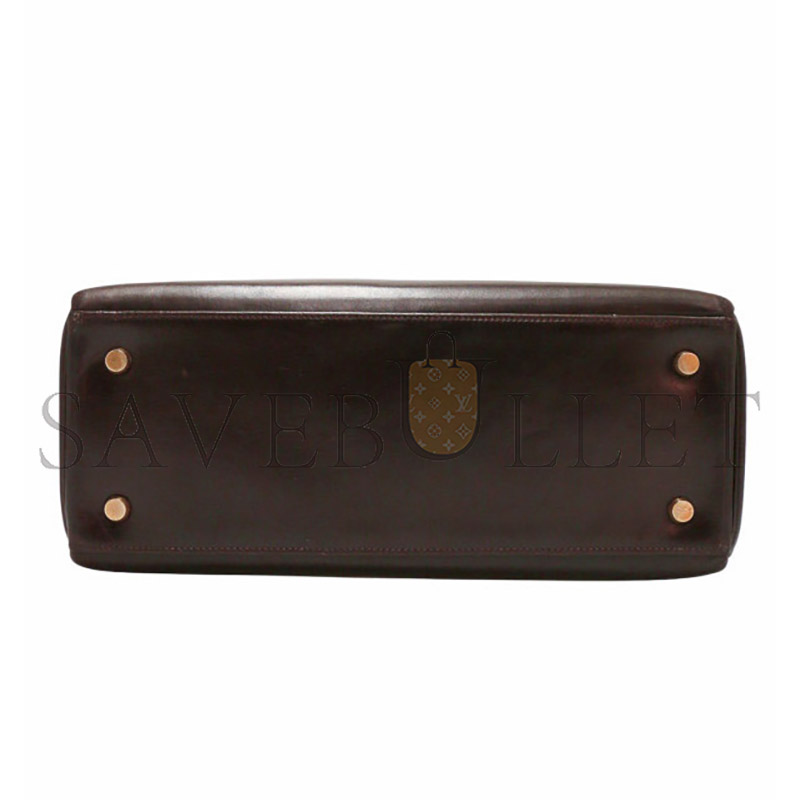 HERMES MASTER KELLY 28 BOX LEATHER CHOCOLATE BROWN GOLD HARDWARE (28*22*10cm)