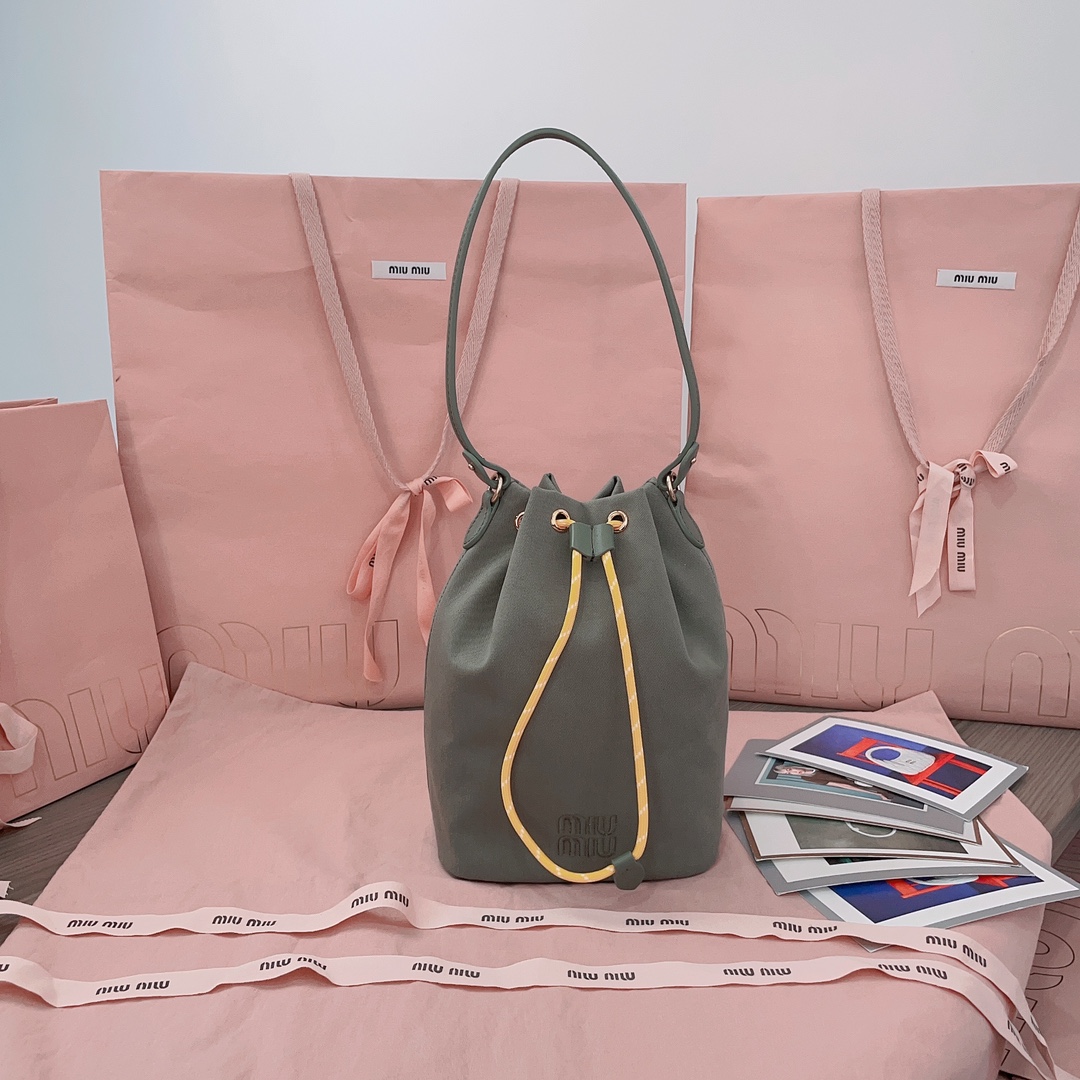 TOP Miu Miu Canvas Bucket Bag - 2 Color