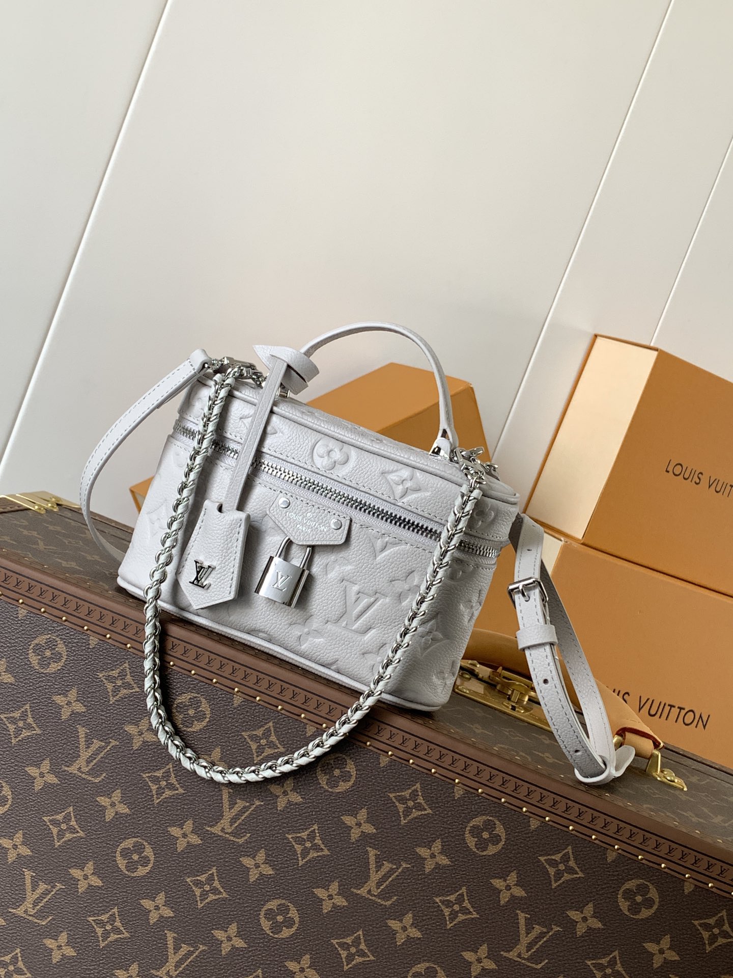 TOP Louis Vuitton LV  Vanity Chain Pouch 11.5 x 6.5 x 19 cm - Grey