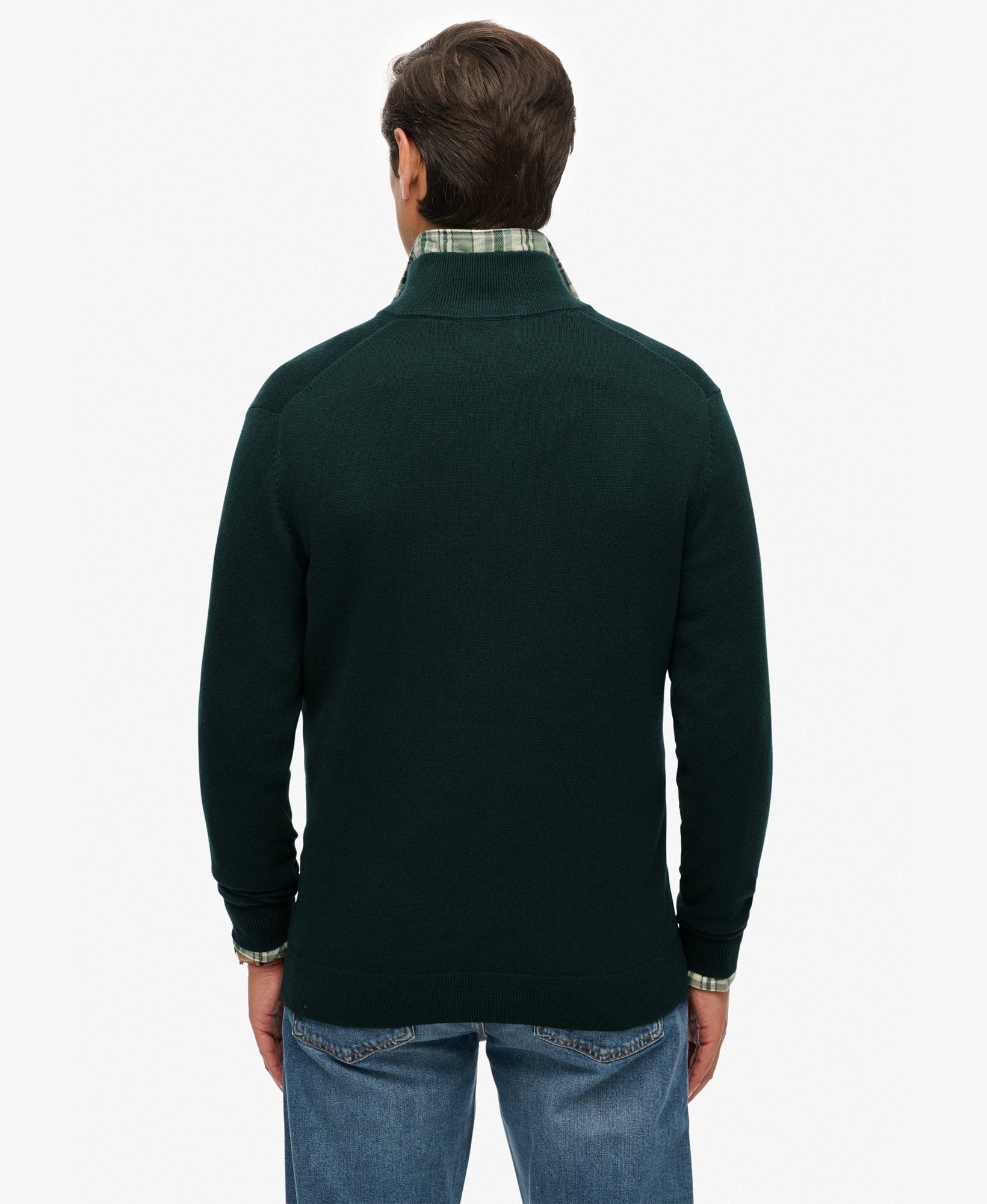 Essentials Cotton Half Zip | Enamel Green Marle