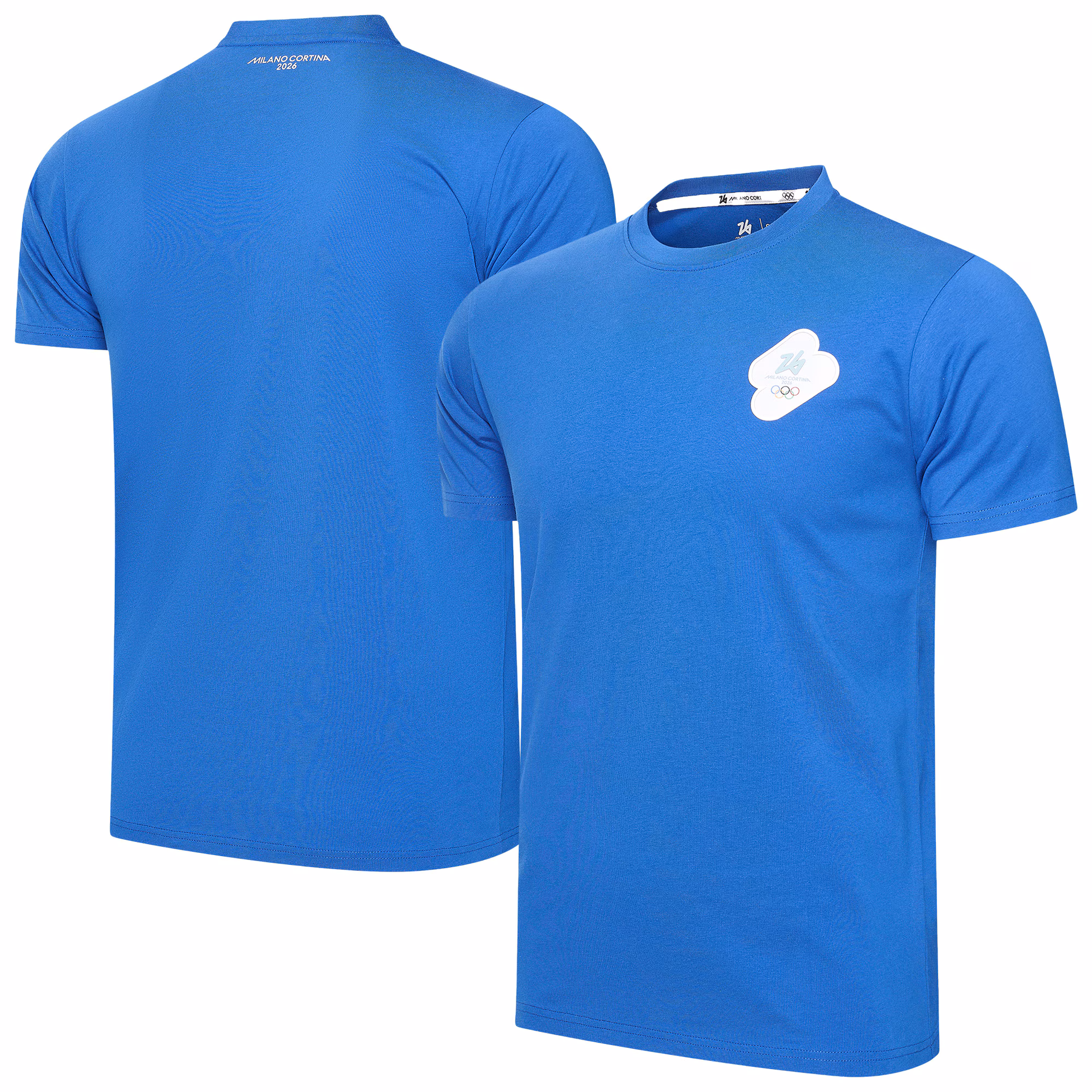 Milano Cortina 2026 Olympics Rubber Badge Logo T-Shirt -Blue