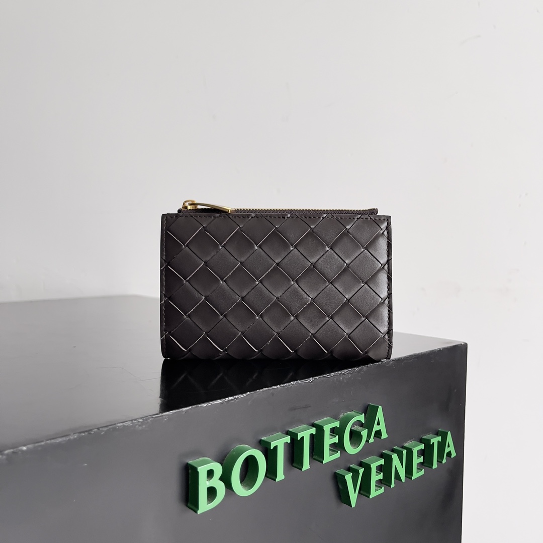 TOP Bottega Veneta BV Cowhide Large Grid Woven Wallet 14.5x9.3x2cm - 4 Colors