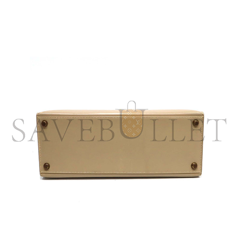 HERMÈS KELLY 28 BOX TRENCH COAT GREY GOLD BUTTONS (28*22*10cm)