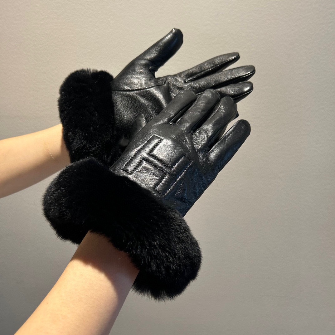 TOP HERMES Gloves with Fur