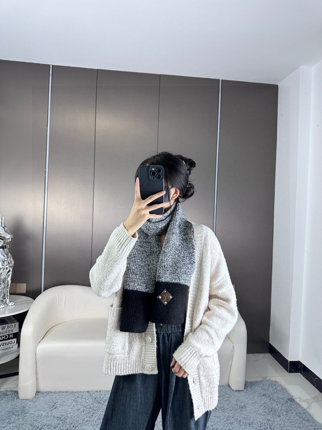 TOP Louis Vuitton LV Wool Scarf 20*180cm - Grey