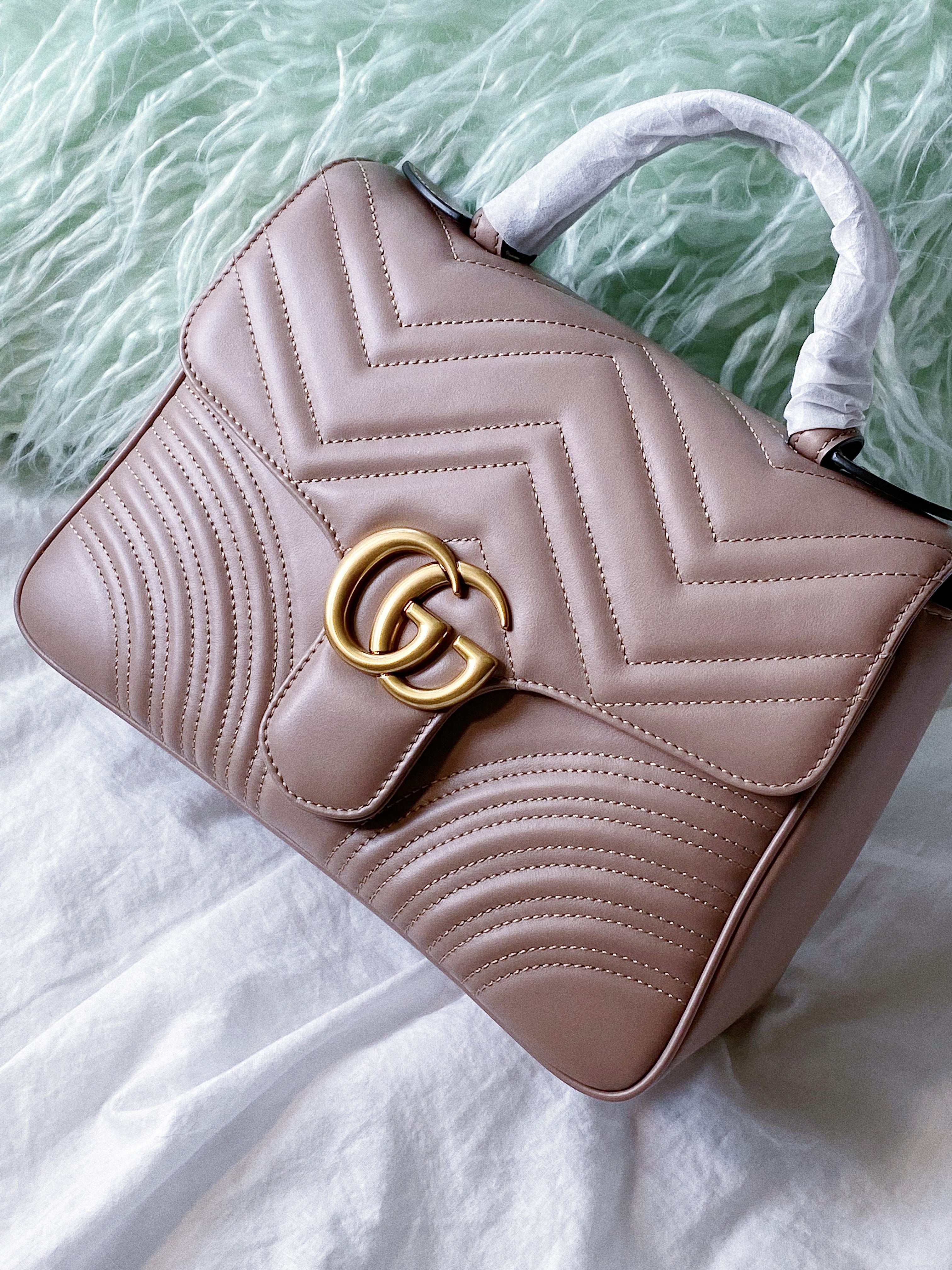 TOP GUCCI GG Marmont Bag Top Handle - Dusty Pink