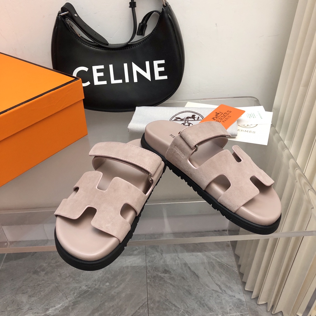 TOP HERMES Slides - Gray Pink