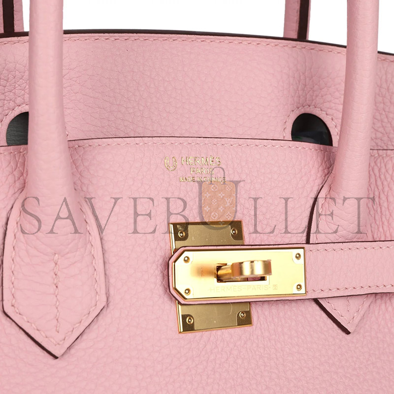 HERMÈS BIRKIN 30 ROSE SAKURA VERSO CLEMENCE GOLD HARDWARE (30*22*16cm)