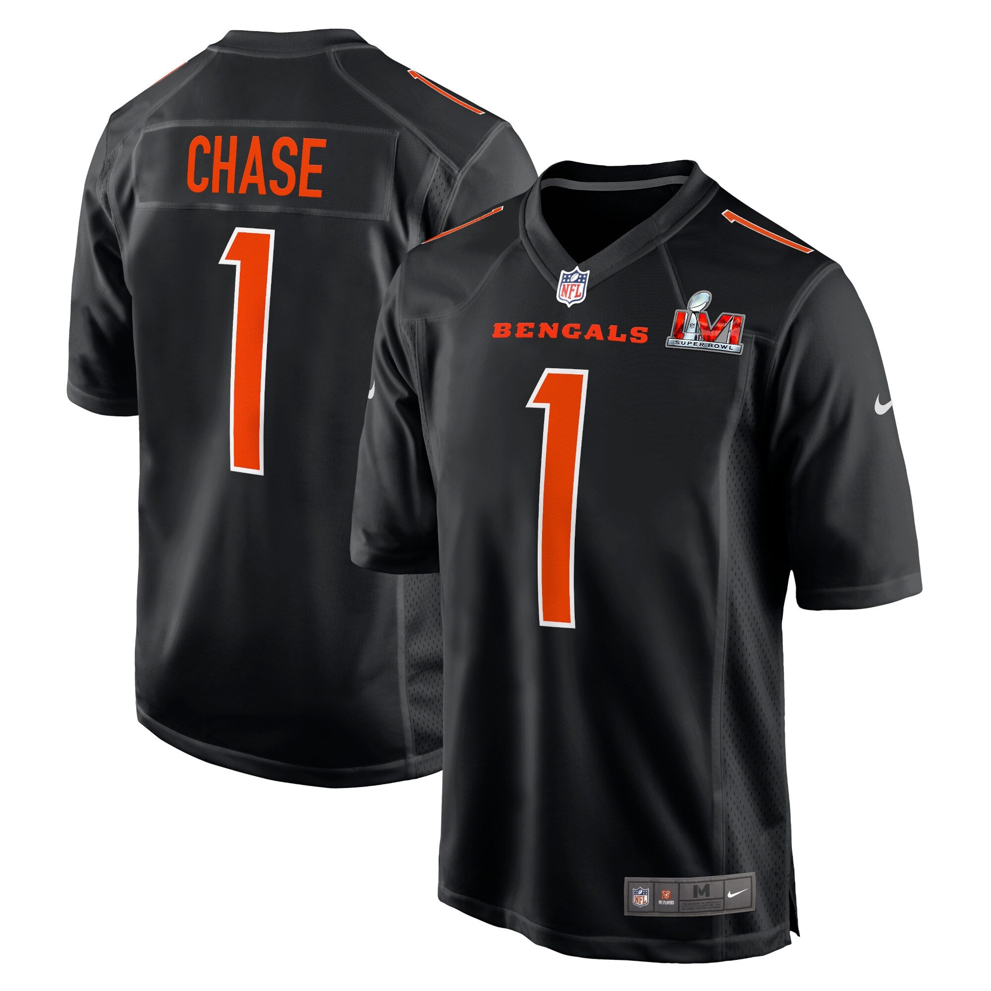 Ja'Marr Chase Cincinnati Bengals  Super Bowl LVI Bound Game Fashion Jersey - Black