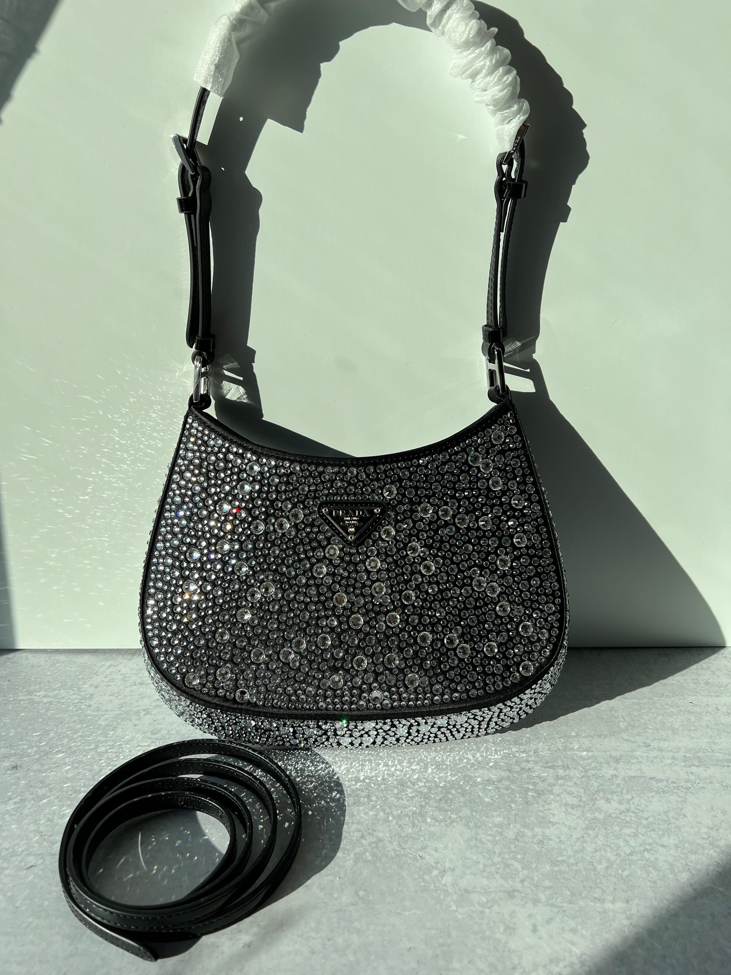 TOP PRADA Cleo Holiday Bag Crystal - Black