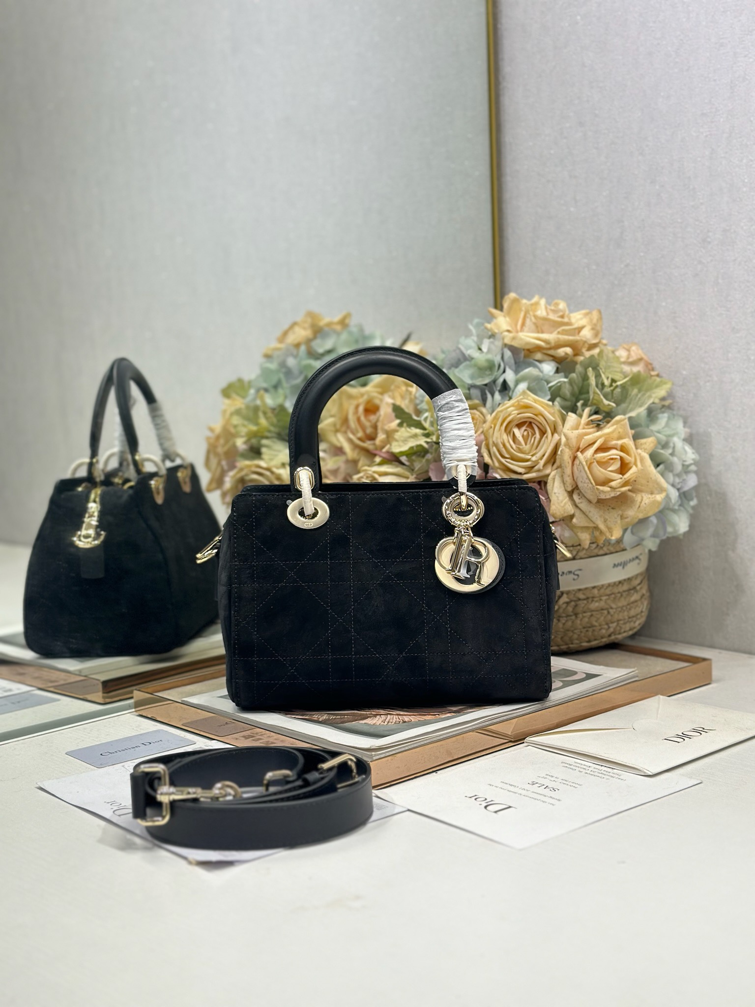 TOP Christian Dior Lady D-Sire Bag Suede Leather 24x27x14cm/34x35x20cm - 3 Colors