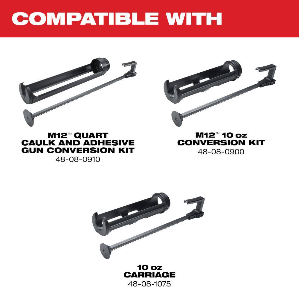 M12 12V Lithium-Ion Cordless 10 oz. Adhesive and Caulk Gun (Tool-Only)