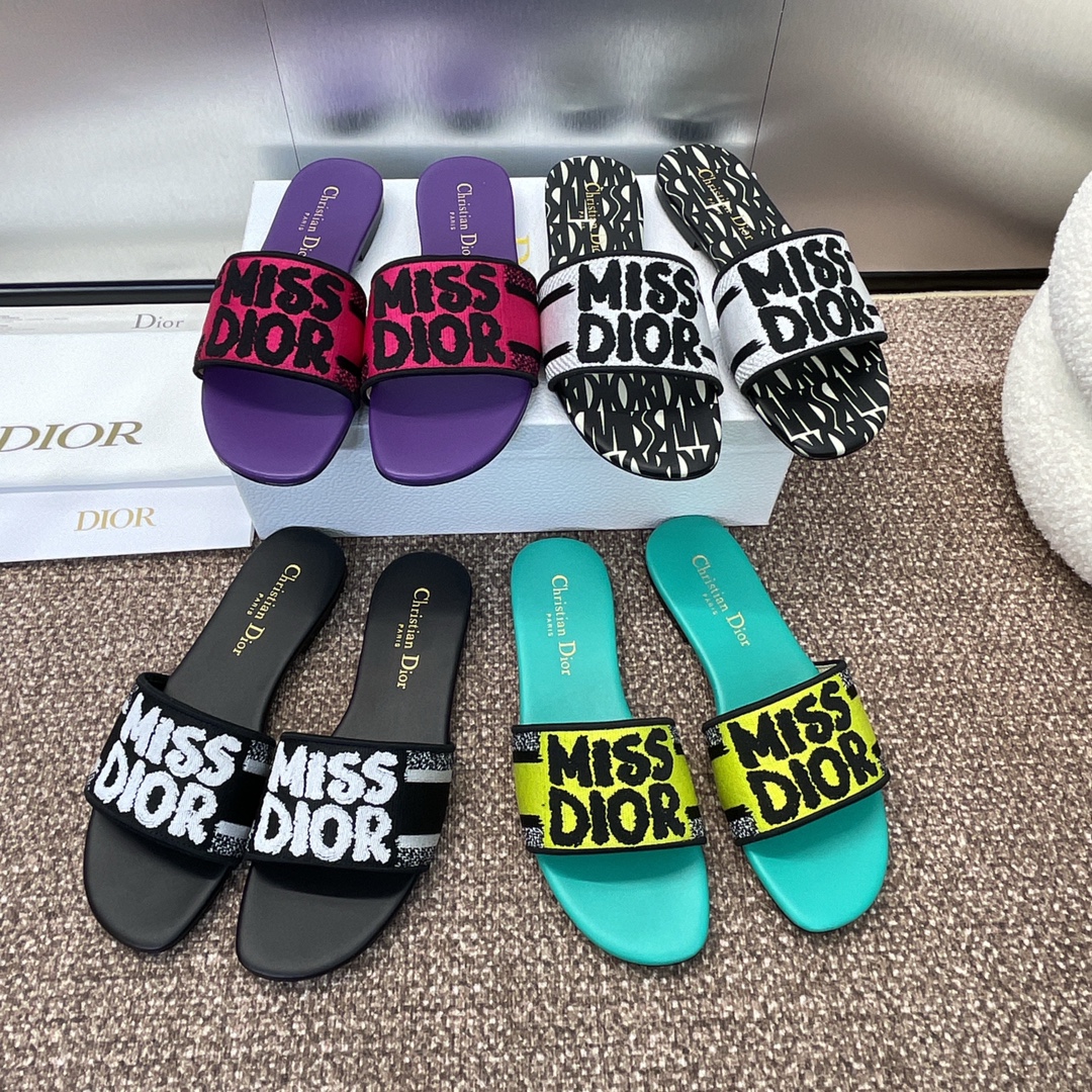 TOP Christian Dior MISS DIOR Flat Slippers - 4 Color