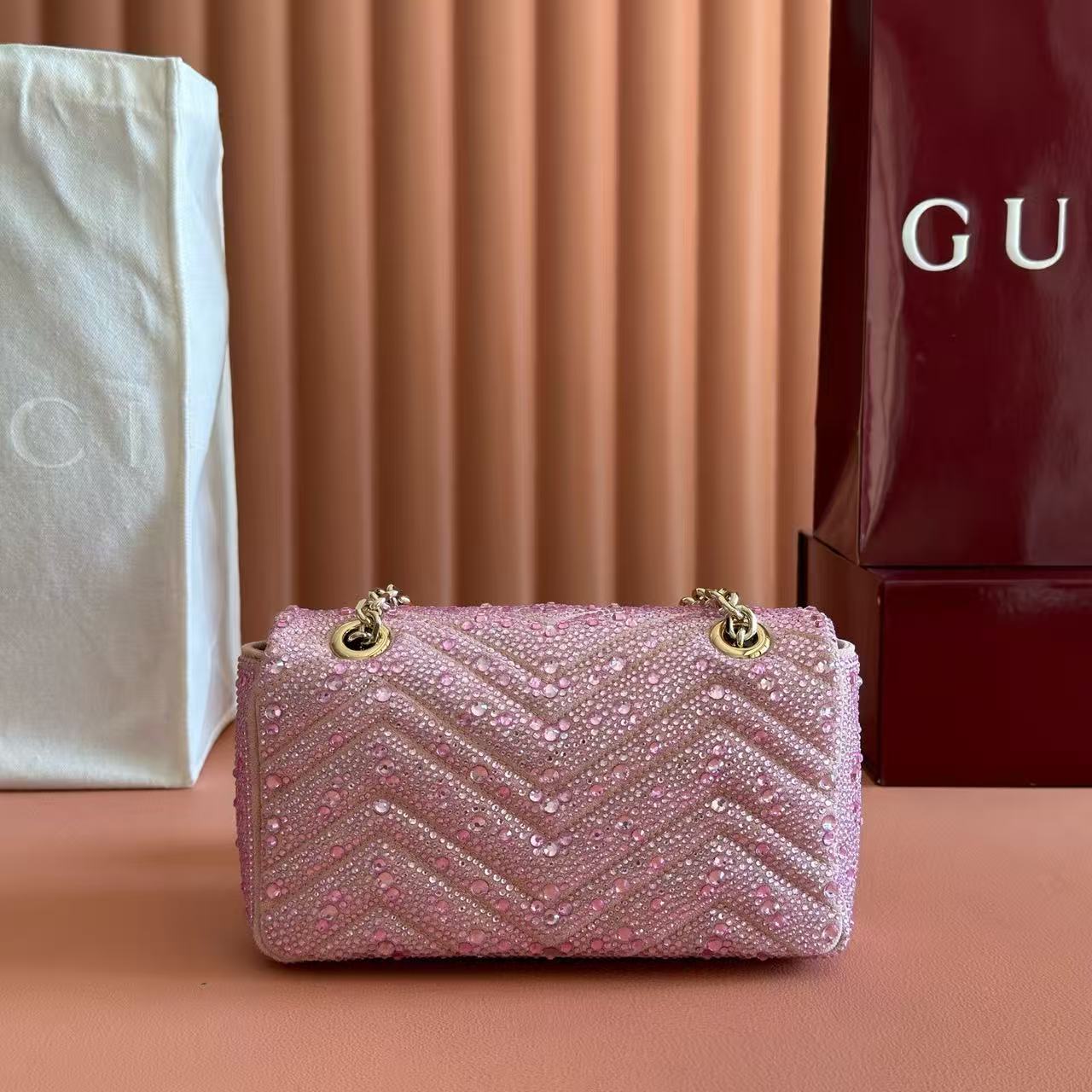 Gucci Marmont Crystal-Embellished Small Shoulder Bag (7A regular version)