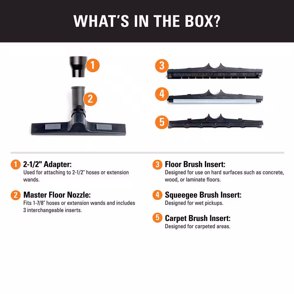 1-7/8 in. and 2-1/2 in. Premium Floor Cleaning Accessory Kit Shop Vac Attachments for RIDGID Wet Dry Vacuums