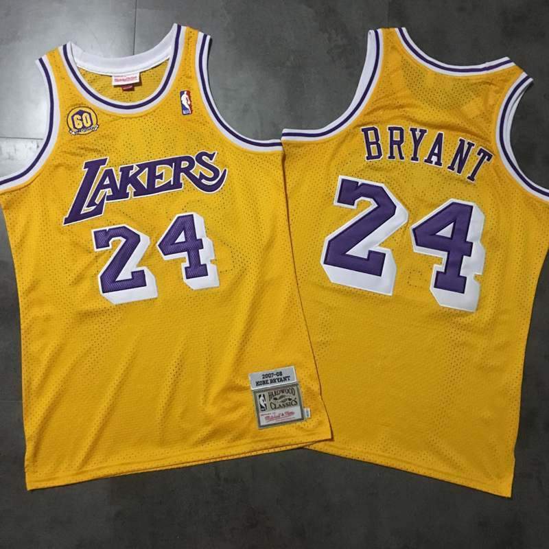 Kobe Bryant Los Angeles Lakers #24 Yellow Throwback Jersey