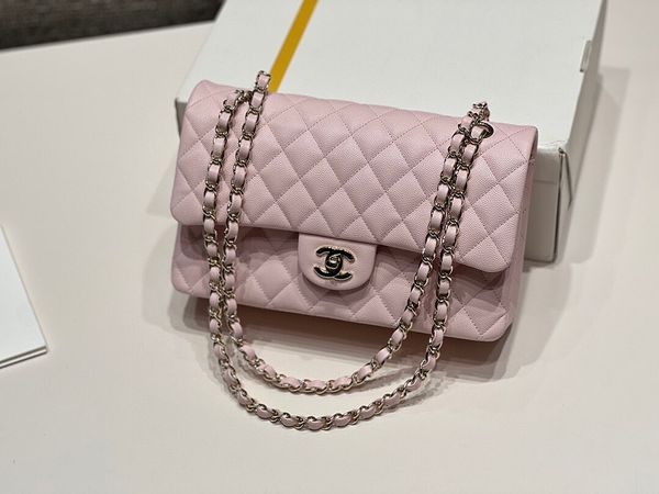 TOP CHANEL Classic Flap Bag Caviar Medium 25.5cm – Light Pink & GHW