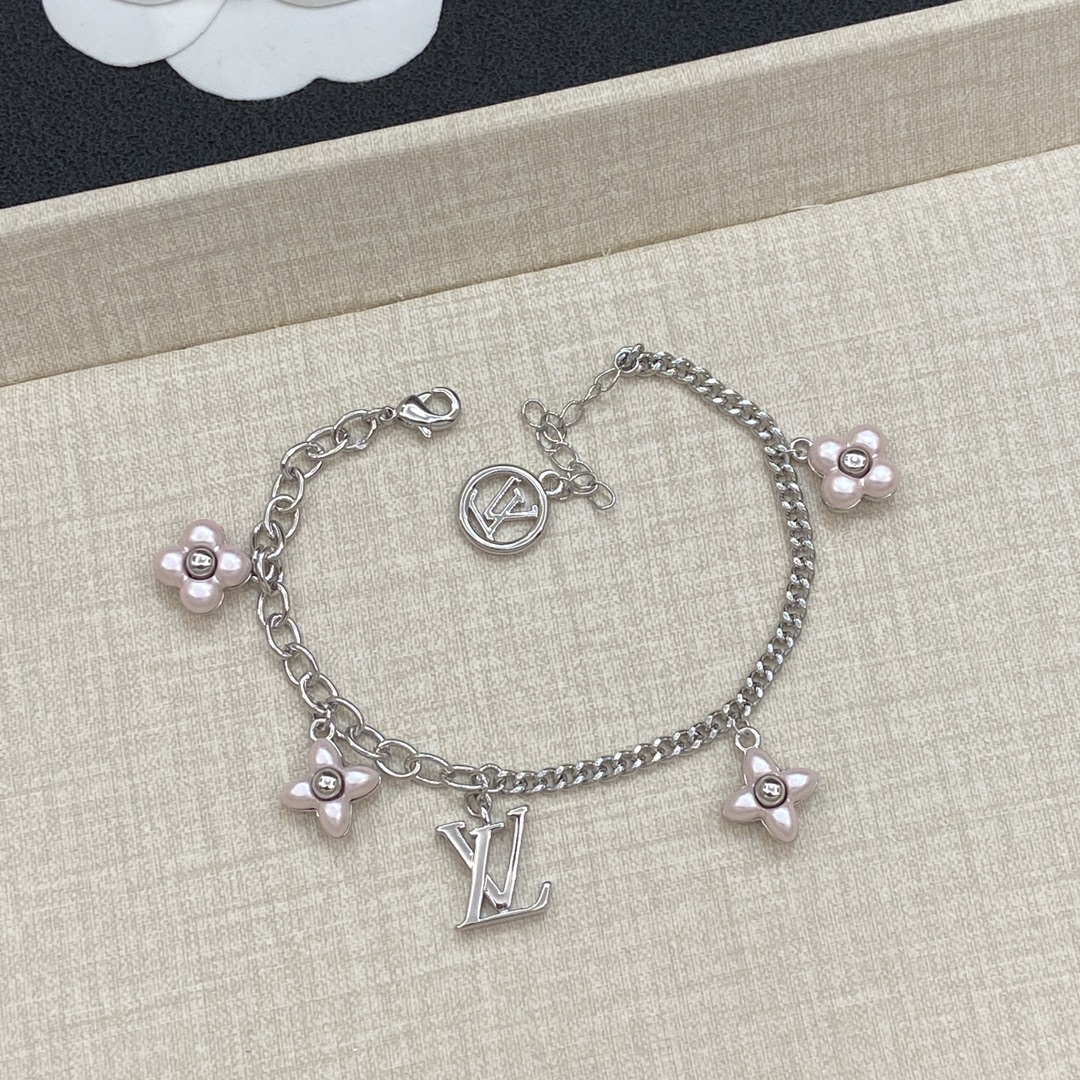 TOP Louis Vuitton LV Bracelet with Pink Flowers - 3 Colour