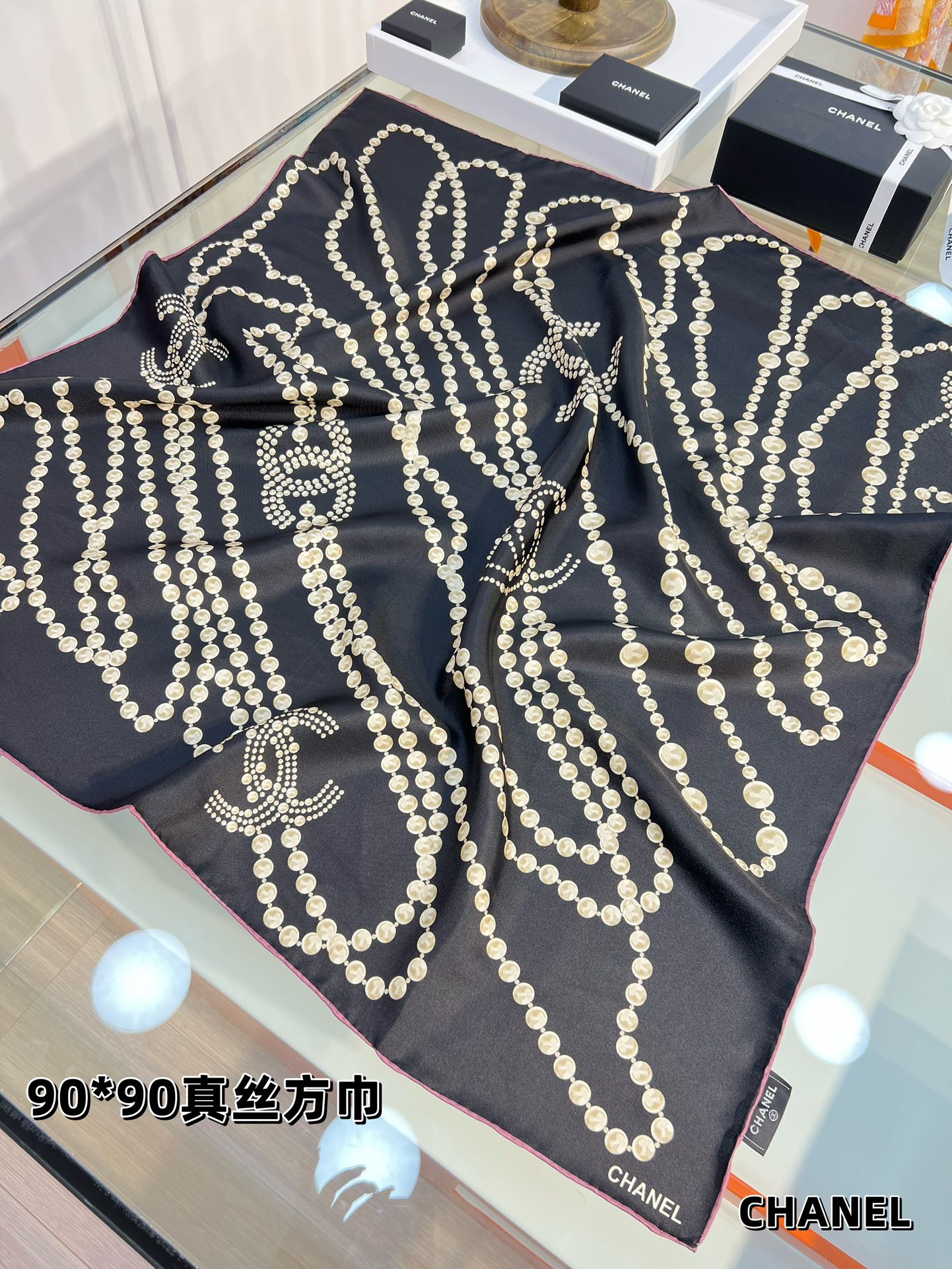 TOP CHANEL Silk Square Scarf 90x90cm - 2 Colors