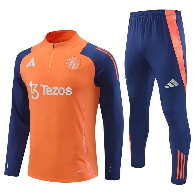 2024-25  Orange Manchester United  Football Half Pull Training Suit