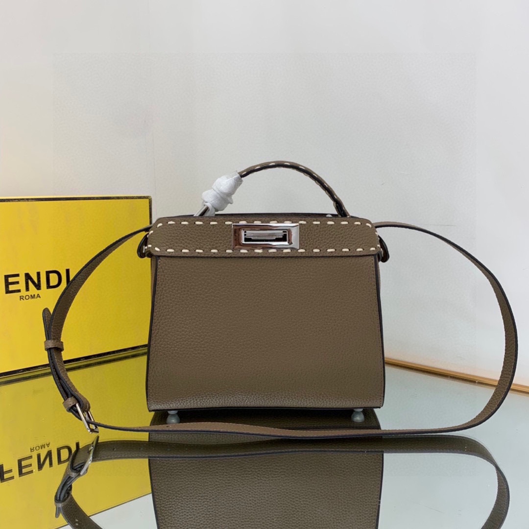 TOP FENDI Peekaboo X-Lite Kitten Bag - 23×18×11cm - Dark Grey