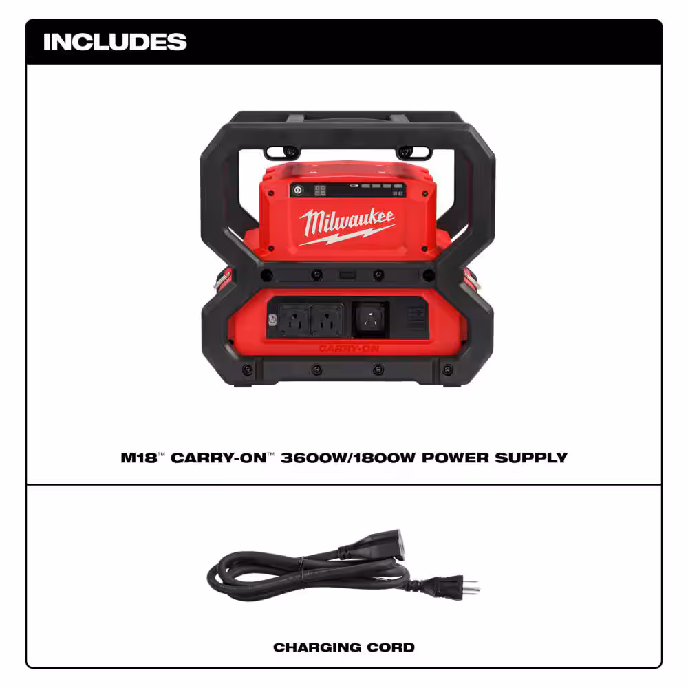 M18 18V Lithium-Ion Cordless 3600-Watt/1800-Watt Battery Powered Power Supply