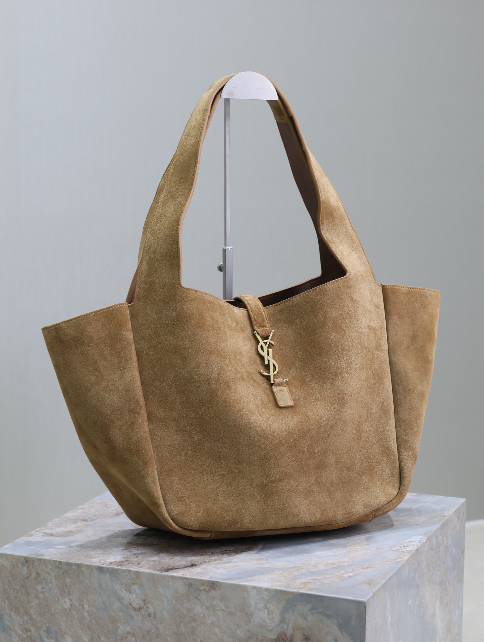 TOP Yves Saint Laurent YSL Suede Hobo Bag 50×28×18cm  - Brown