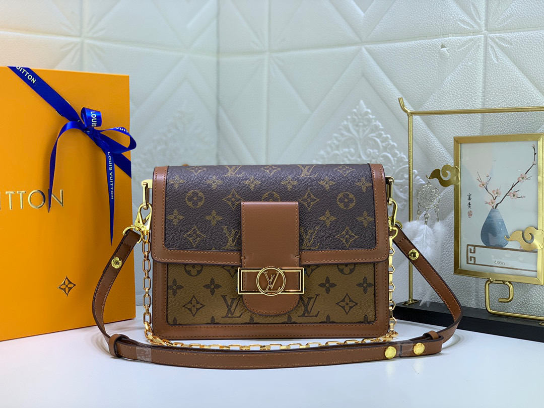 TOP Louis Vuitton LV  DAUPHINE Bag 3 Sizes-Brown