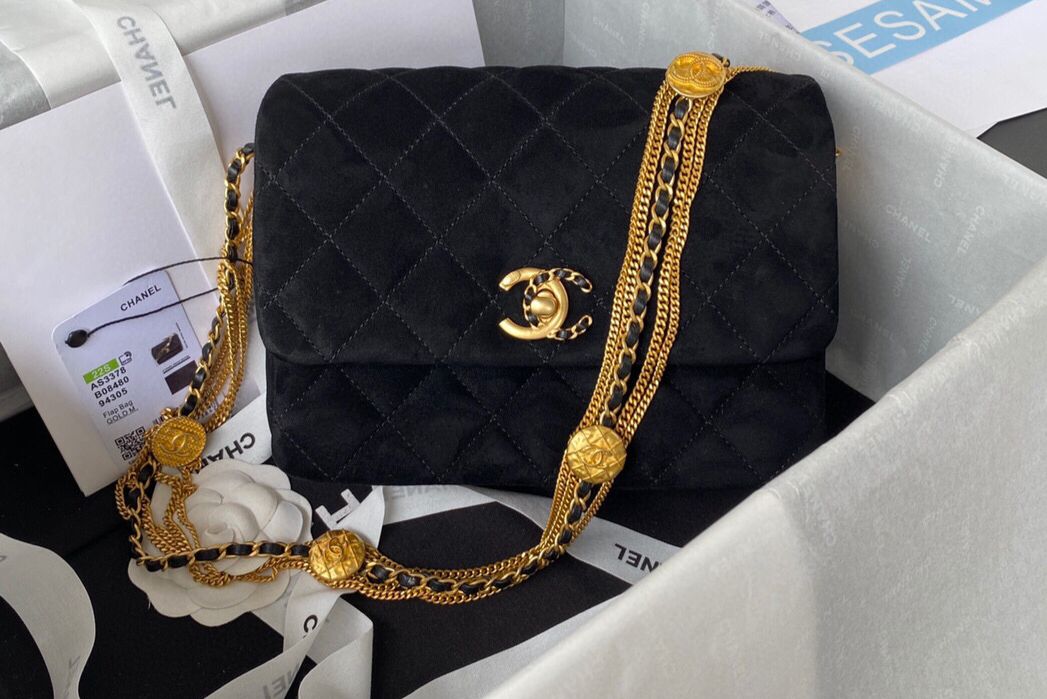 TOP CHANEL 19 Bag Coin Chain Small 26CM - Black