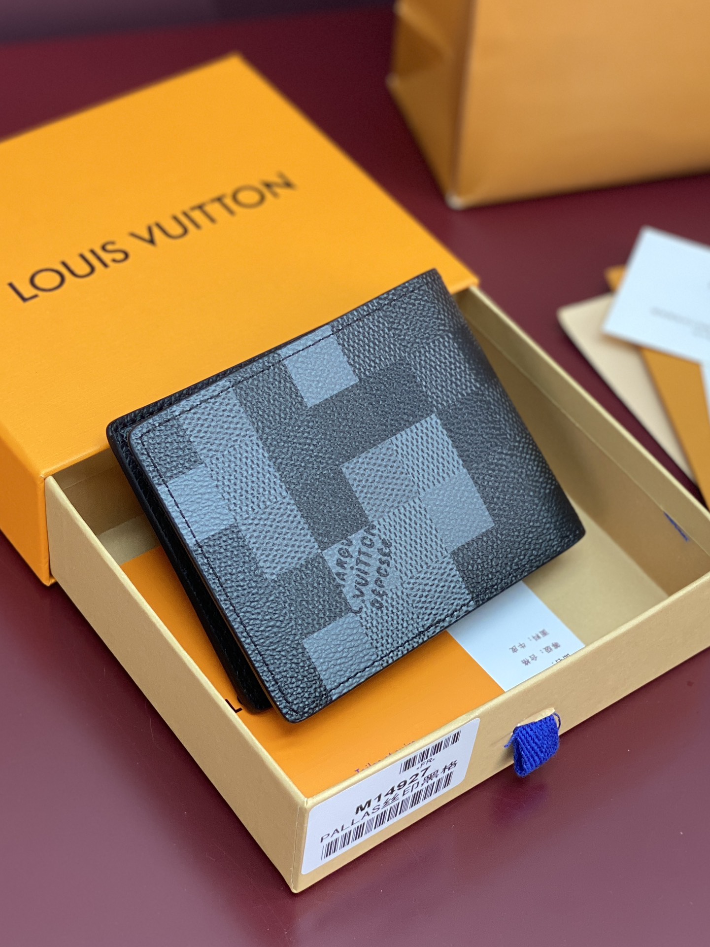 TOP Louis Vuitton LV Damier Graphite Printed Slender Wallet Damoflage Canvas 11x8.5x2cm - Black