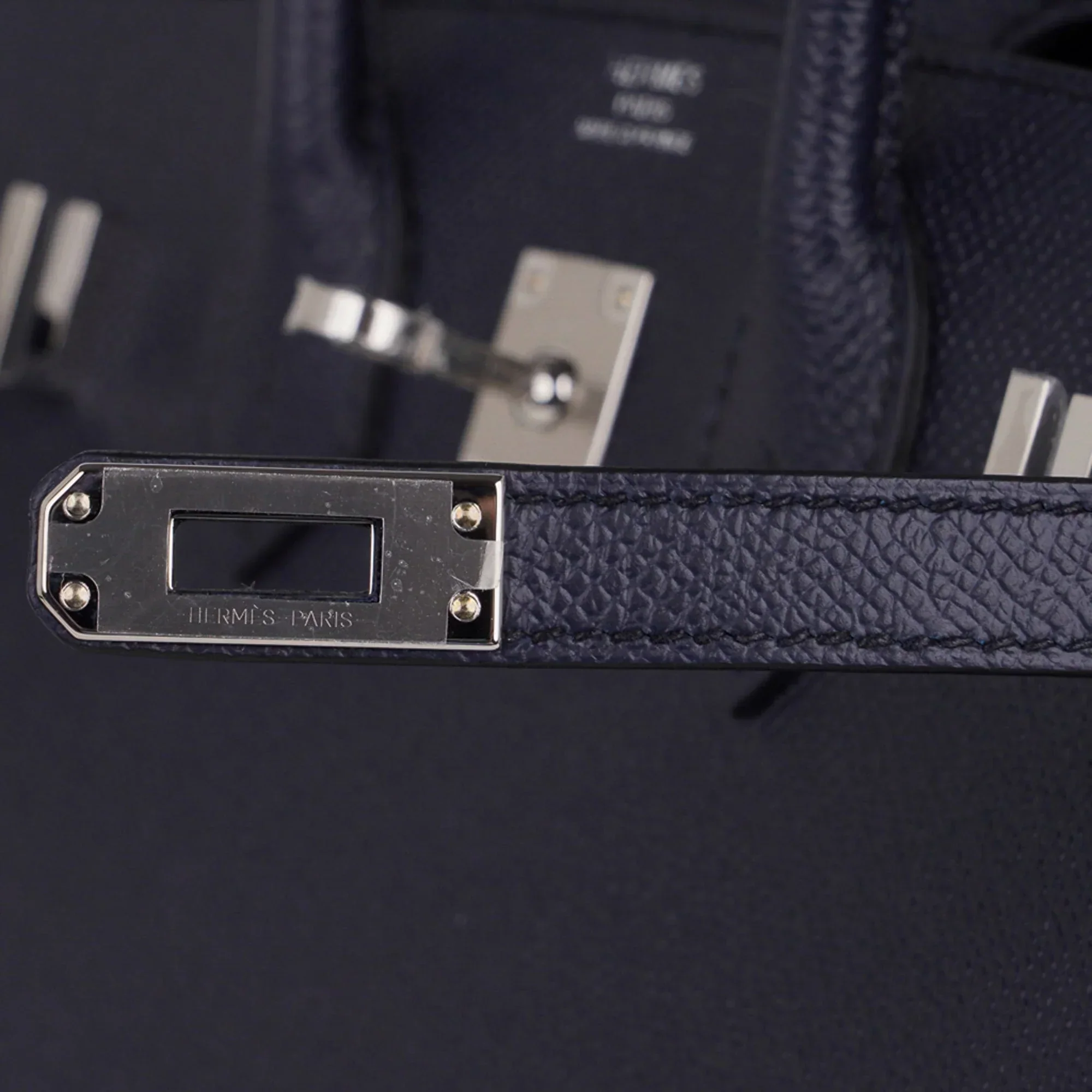 Birkin Sellier 25 Bag Blue Indigo Epsom Leather with Palladium Hardware