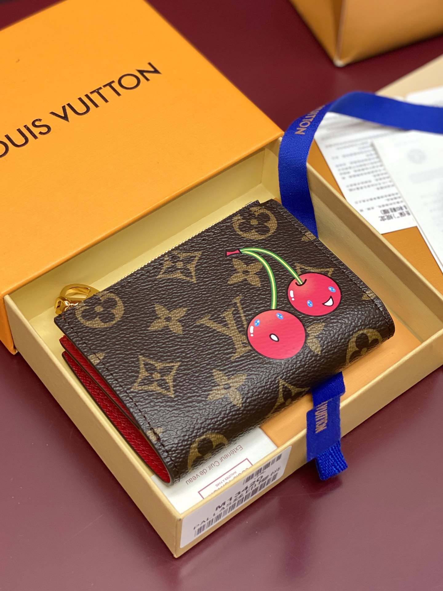TOP Louis Vuitton LV Wallet Monogram with Cherry Pattern 11.5x1.5x9cm - Brown
