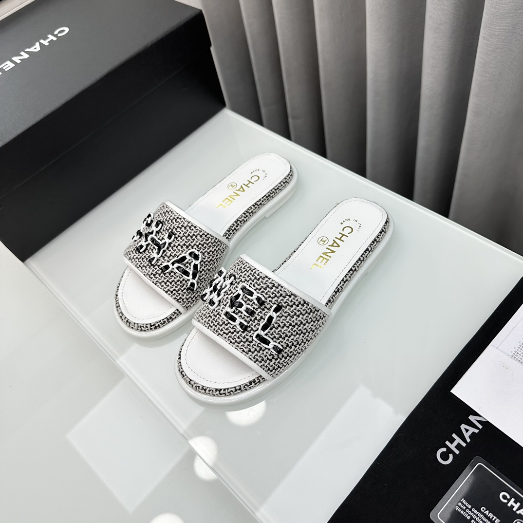 TOP CHANEL Silk Embroidered Slippers - 5 Colour