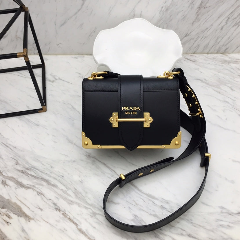 TOP PRADA Cahier Leather Bag - Black