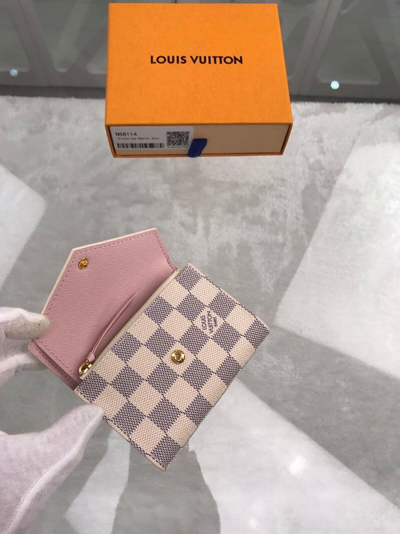 TOP Louis Vuitton LV LV Damier Azur Victorine Wallet - Pink
