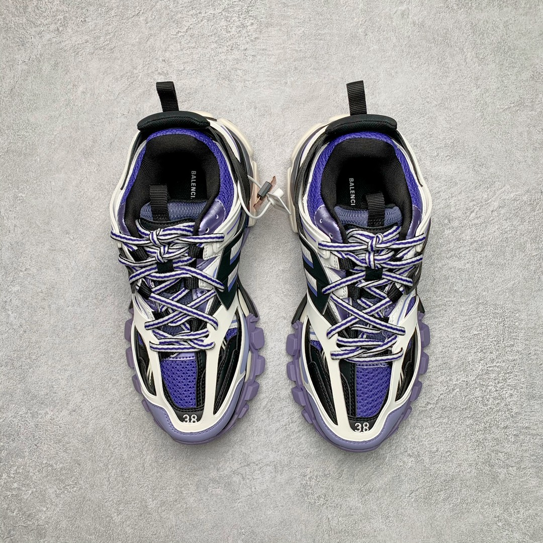 Balenciaga Track Sneakers Purple‑White‑Black Multi‑Mesh Layered Chunky Dad Shoes Unisex