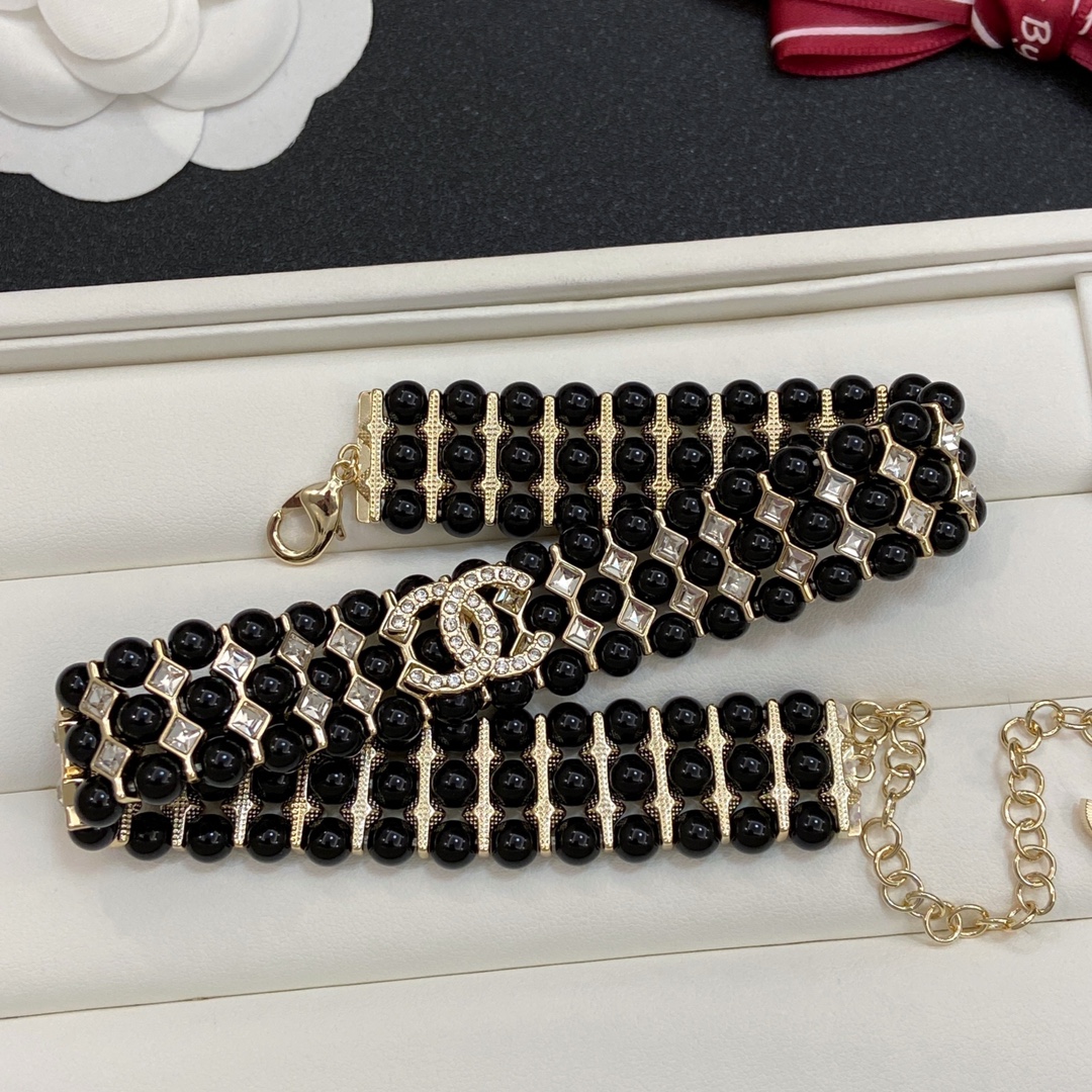 TOP CHANEL Pearl Necklaces - Gold&Black