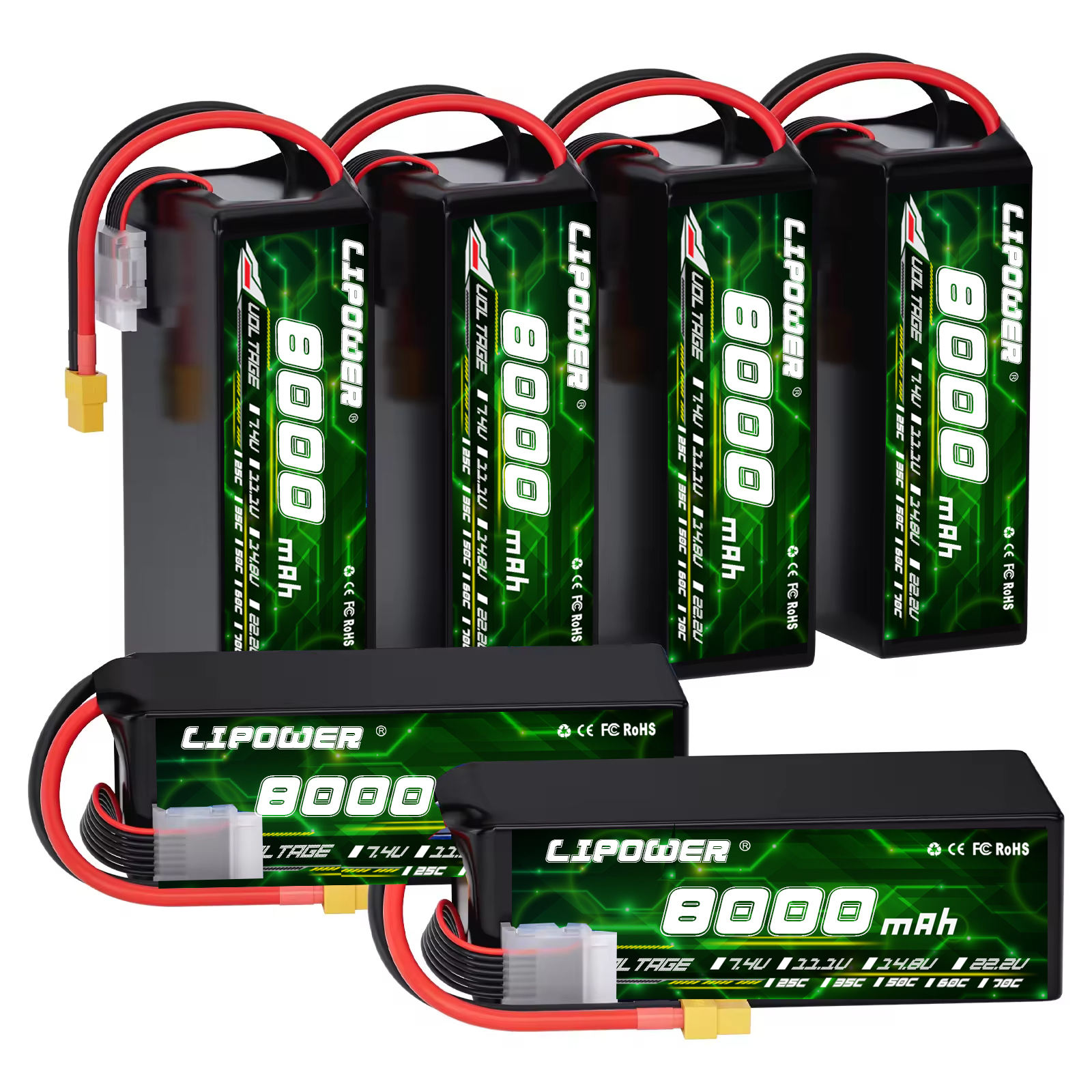 LIPOWER 8000mAh 2S/3S/4S/6S lithium battery 150C discharge rate lithium battery pack - lipowbattery